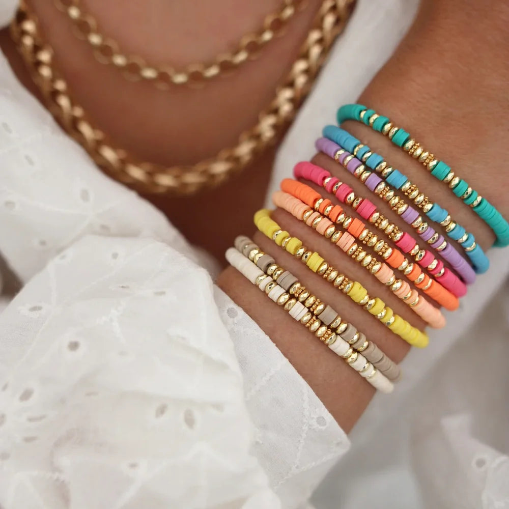 Hemasa  Polymer Clay Beads   with  Gold Colour Space  Beads  for Women