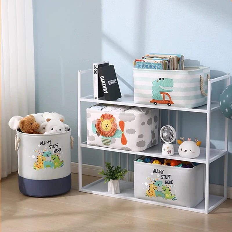 Hemasa Folding Storage Basket Linen Storage Fabric Wardrobe Office Bedroom Closet Toys Laundry Basket With Handle