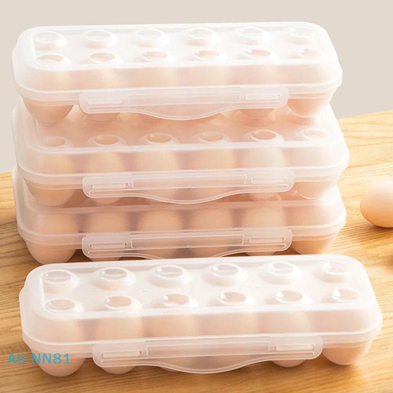 Tejesa 12/18 Grid Egg Storage Box With Lid Kitchen Refrigerator Egg Box Egg Drop Rack Household Fridge Egg Organizer Egg Tray