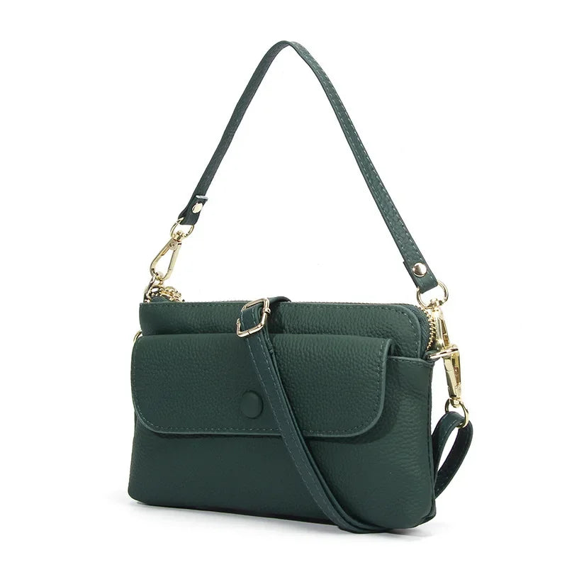 Tejesa Small Crossbody Bags/ Cellphone Pouch Wallet/ Genuine Leather Wristlet Clutch Handbags Purses with 2 Removeable Straps