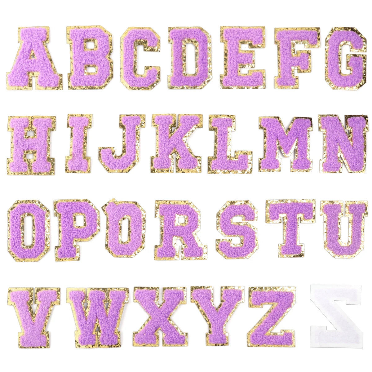 26Pcs/Set 6cm English Letter Patches Gold Edged Chenille Patches Ironing Fabric For DIY Crafts Name Sticker Bags Clothing Decor