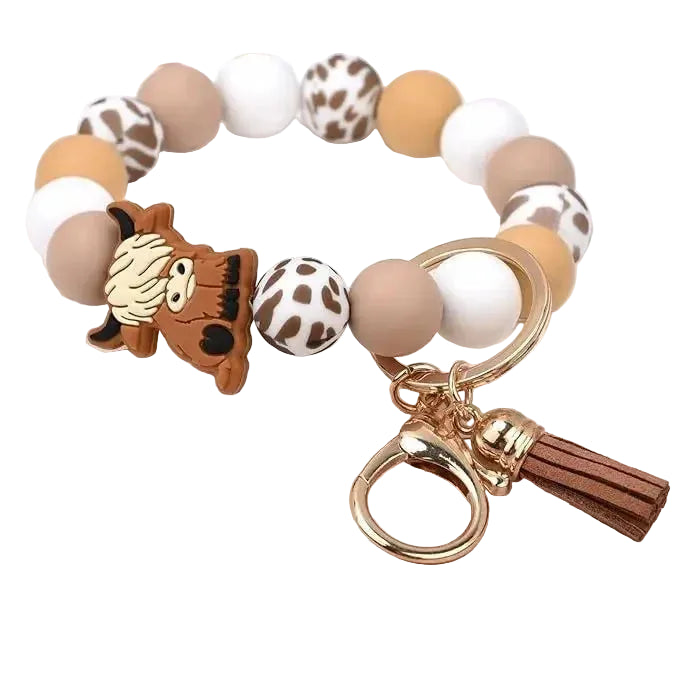 Hemasa Handmade Daisy Silicone Beads Bracelet Keychain /Anti-Lost Wallet Pendant Ring Holder