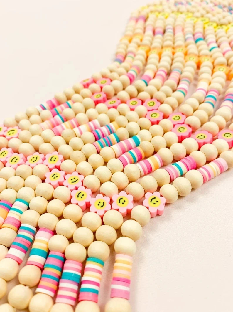 Hemasa New Fashion Wood Beads Necklace Keychains lanyard for Women /Girls