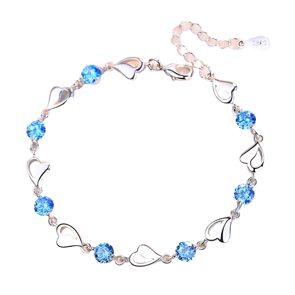 Hemasa  925 Sterling Silver Bracelet with  White Purple Retro Wedding Shaped Cubic Zirconia