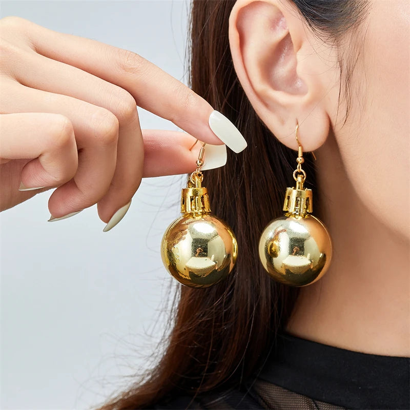 Merry Christmas Colorful Light Bulb Ball Shaped Drop Earrings for Women Luxury Creative Earrings Girl New Year Party Jewelry