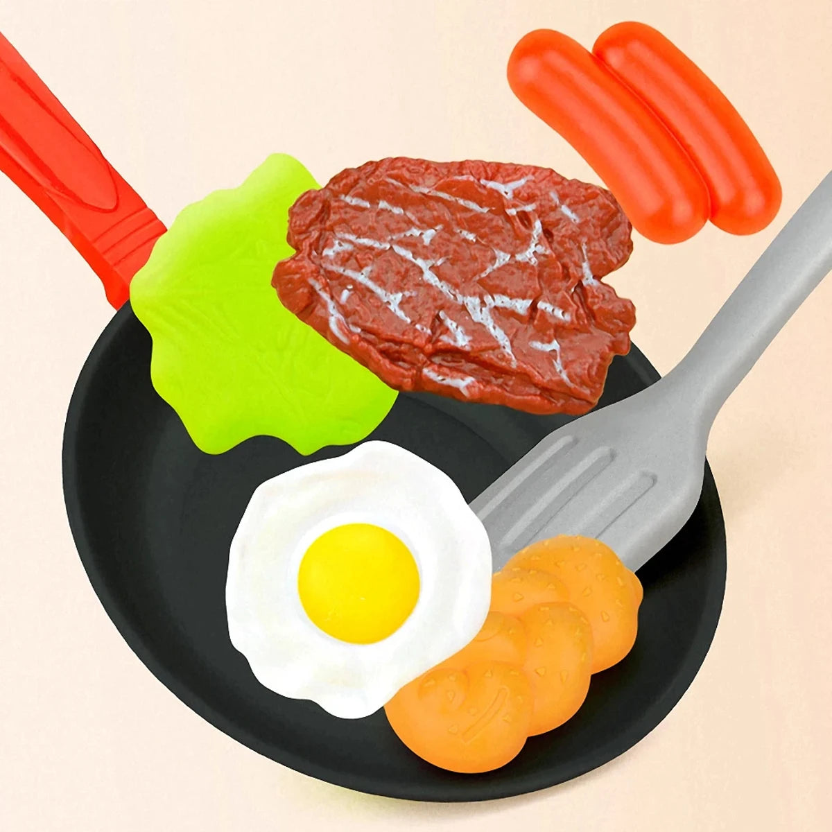 Hemasa 8PCS Kitchen Food Toys for Kids Simulation Kitchenware Pretend Play Steak Vegetable Pot Bread Hot Dog Food Children Girl Toy