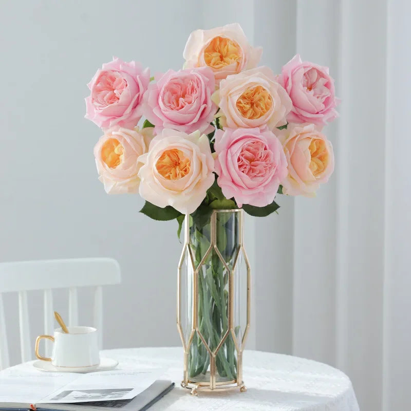 5Pc High-quality Moisturizing Rose Artificial Flowers Real Touch Rose Bridal Bouquet Wedding Decor Indoor Home Party Table Flore