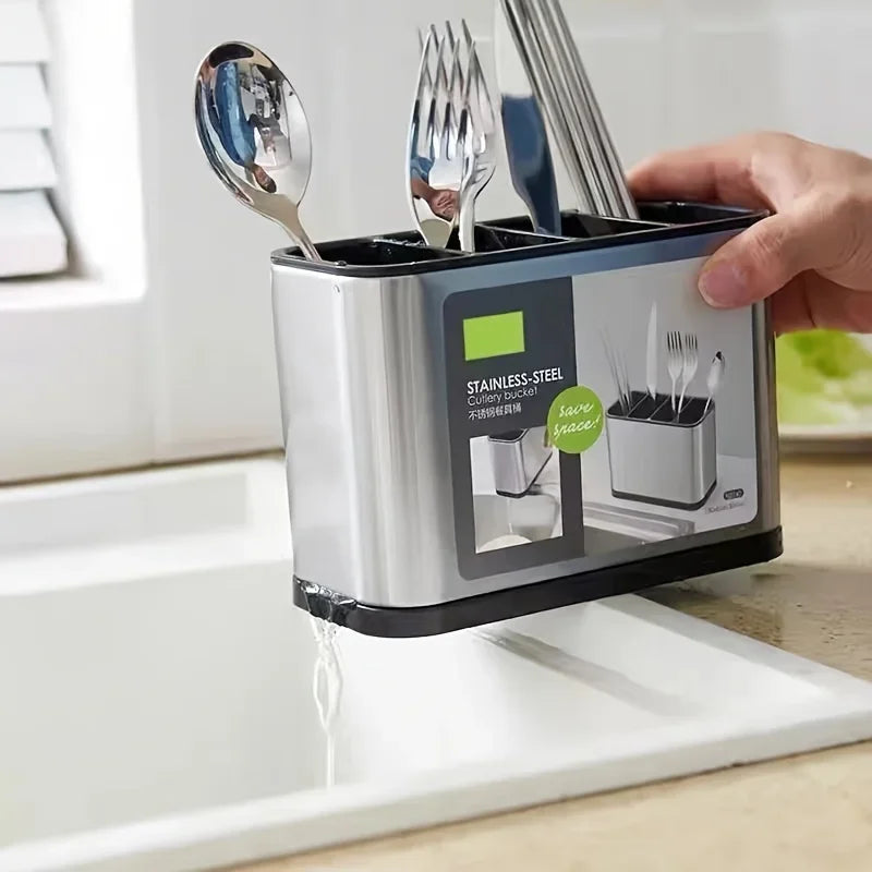 Tejesa Kitchen Cutlery Organizer Knife Stand Plastic Drain Storage Holder Spoon Fork Chopstick Kitchenware Cooking Tool Tray Shelf Box