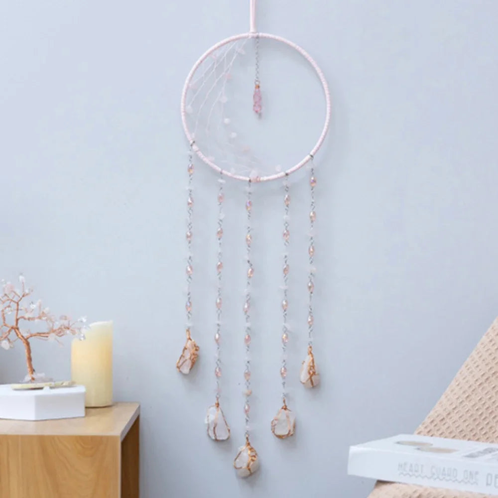 7 Chakra Gemstones Tree Of Life Dream Catchers  Natural Agate Bedroom Wall Hanging Crystal Dream Catcher Home Craft Decorations