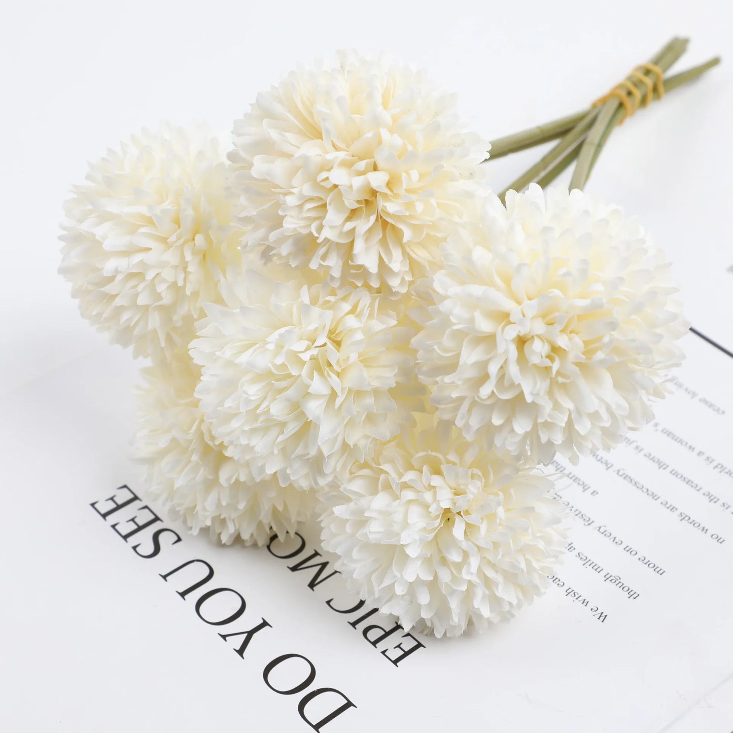 Tejesa 10 Pcs Artificial Flowers Faux Ball Chrysanthemum Bouquet Silk Wedding Bridal Bouquet For Home Garden Party Decoration