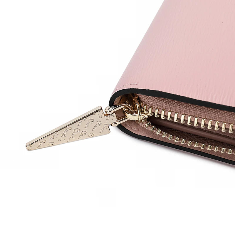 Pierre cardin women's wallet with zipper card ladies purses leather pink wallets for women