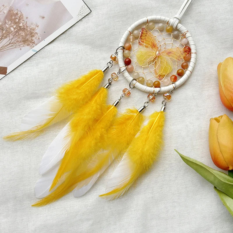 Hemasa  Hand-woven Butterfly Wind Chimes Dream Catcher Car Hanging Ornaments Birthday Festival Gifts