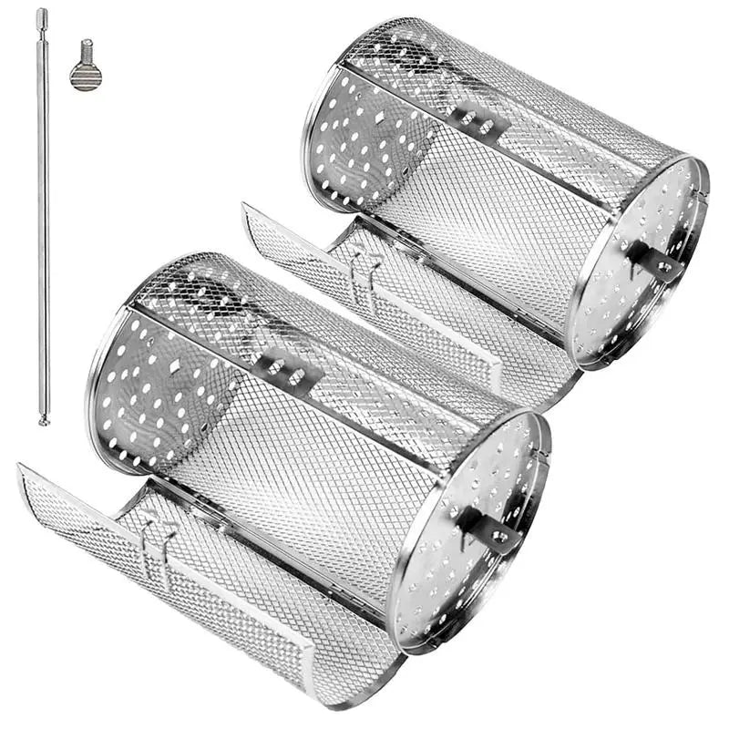 Tejesa Stainless Steel Oven Rotating Round Grill Cage Nuts Coffee Beans Baking Basket for Barbecue Air Fryer Rotisserie Accessories