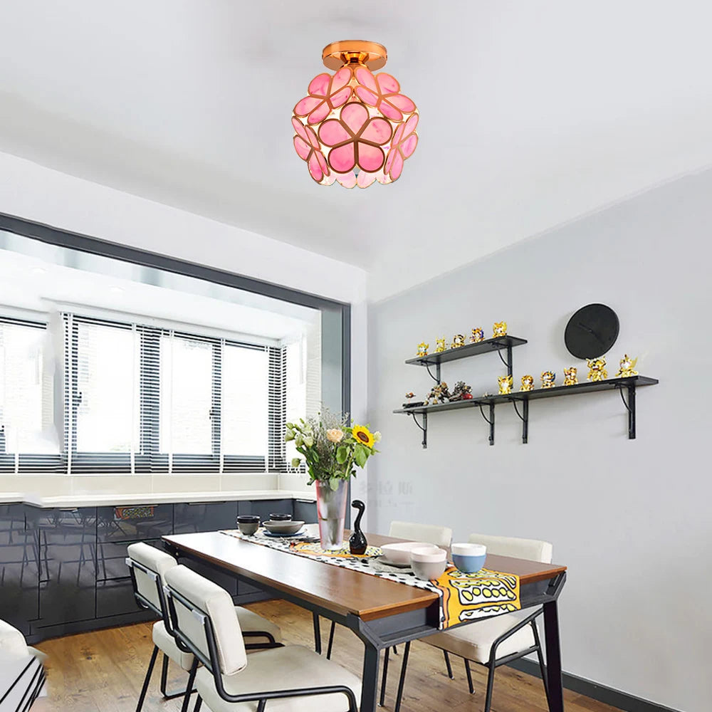 Hemasa  Flower Ball LED Ceiling Lamp glass Petal Inlaid Chandelier Aisle Corridor Home Decor Ceiling Light Restaurant
