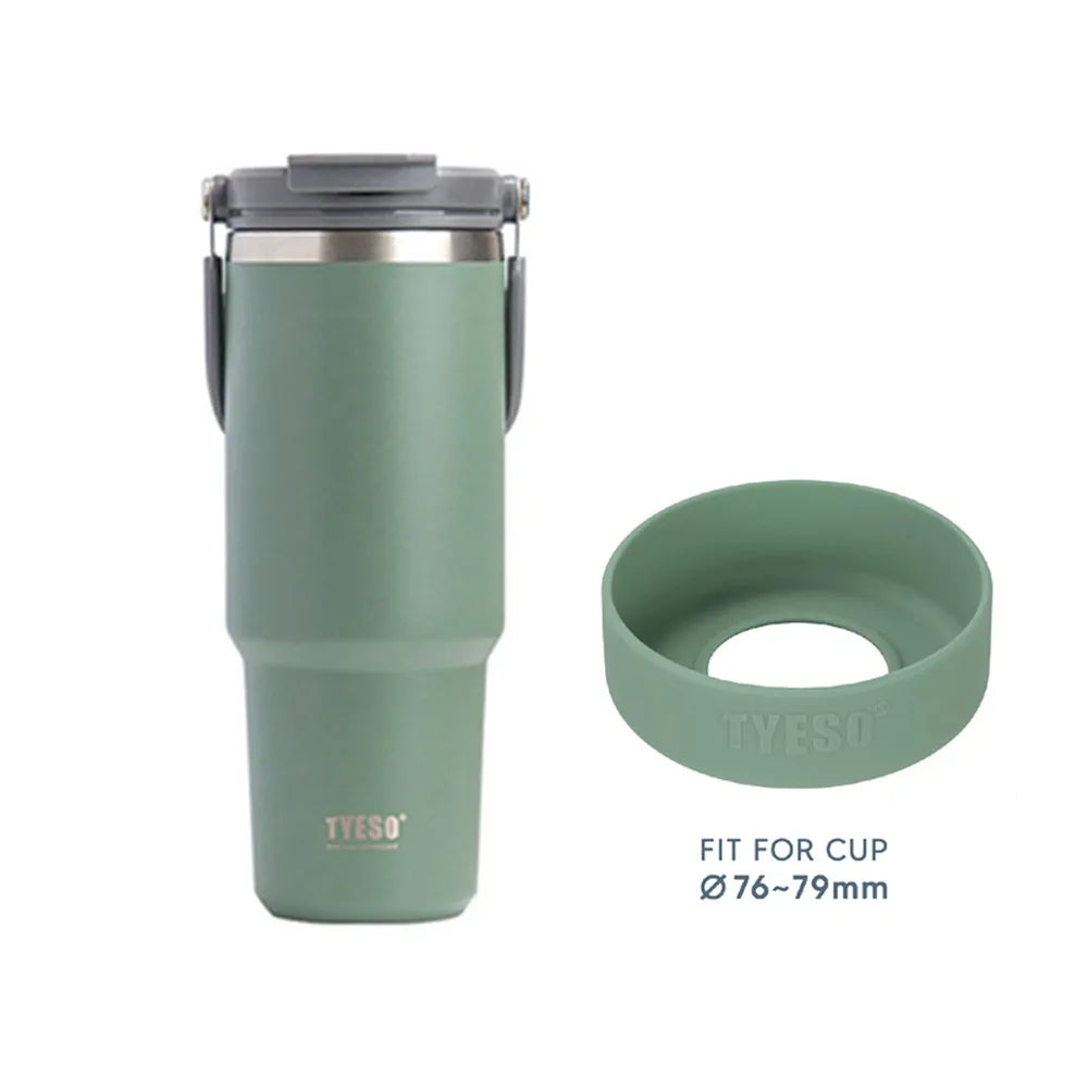 Tyeso 1200ml 40oz Tumbler With Handle and Silicone Coaster Coffee Cup Stainless Steel Vacuum Thermal Insulated Mug Cold Storage