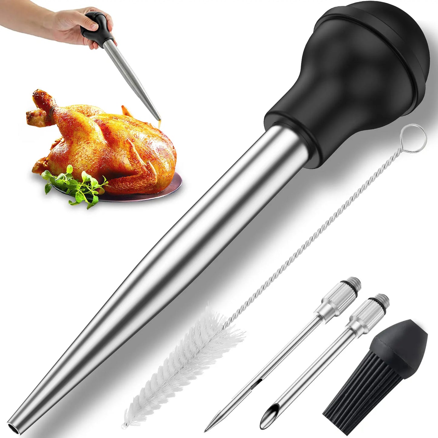 Seasoning Sauce Injection Pump BBQ Meat Syringe Turkey Chicken Squirt for Home Kitchen Cooking Marinade Tool Injection Dropper