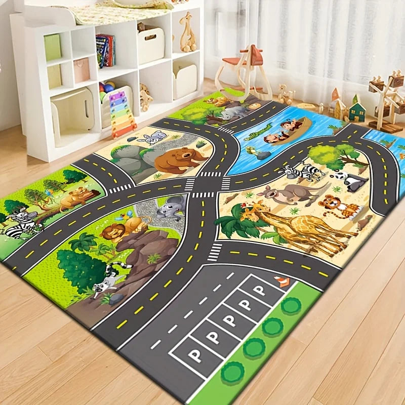 Hemasa  Game Mat / Road Map Car Track Mat/ Educational Traffic Playmat for Bedrooms and Playrooms