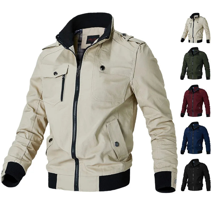 Hemasa Men's Jacket Casual Fashion Outer Jacket Men's Jacket / Stand Up Slim Military Bomber Jacket for men