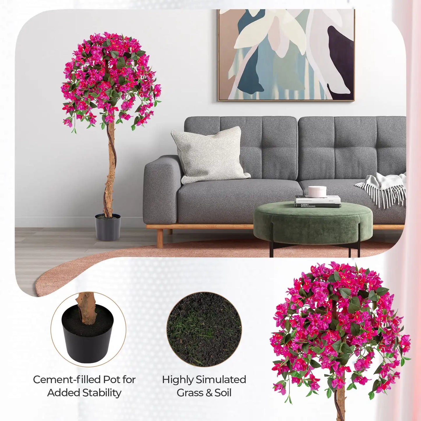 ERGOMASTER 115cm Artificial Boxwood Topiary Ball Tree Fake 5 Ball Topiary Tree Office Decor