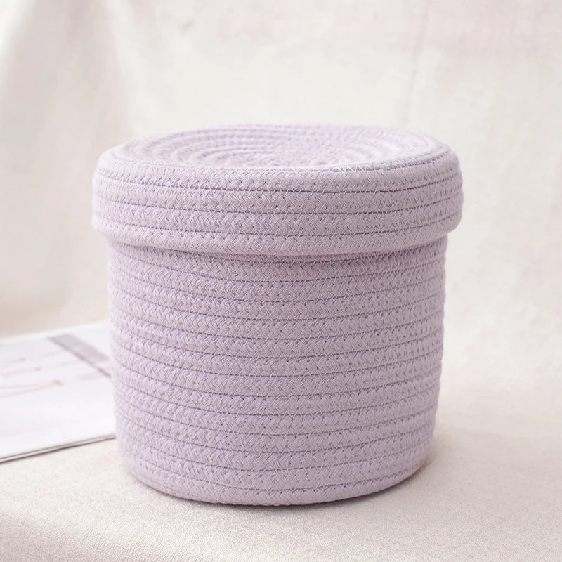 Hemasa storage box with lid, dust-proof storage box, hand woven cotton rope storage basket, wholesale of storage baskets