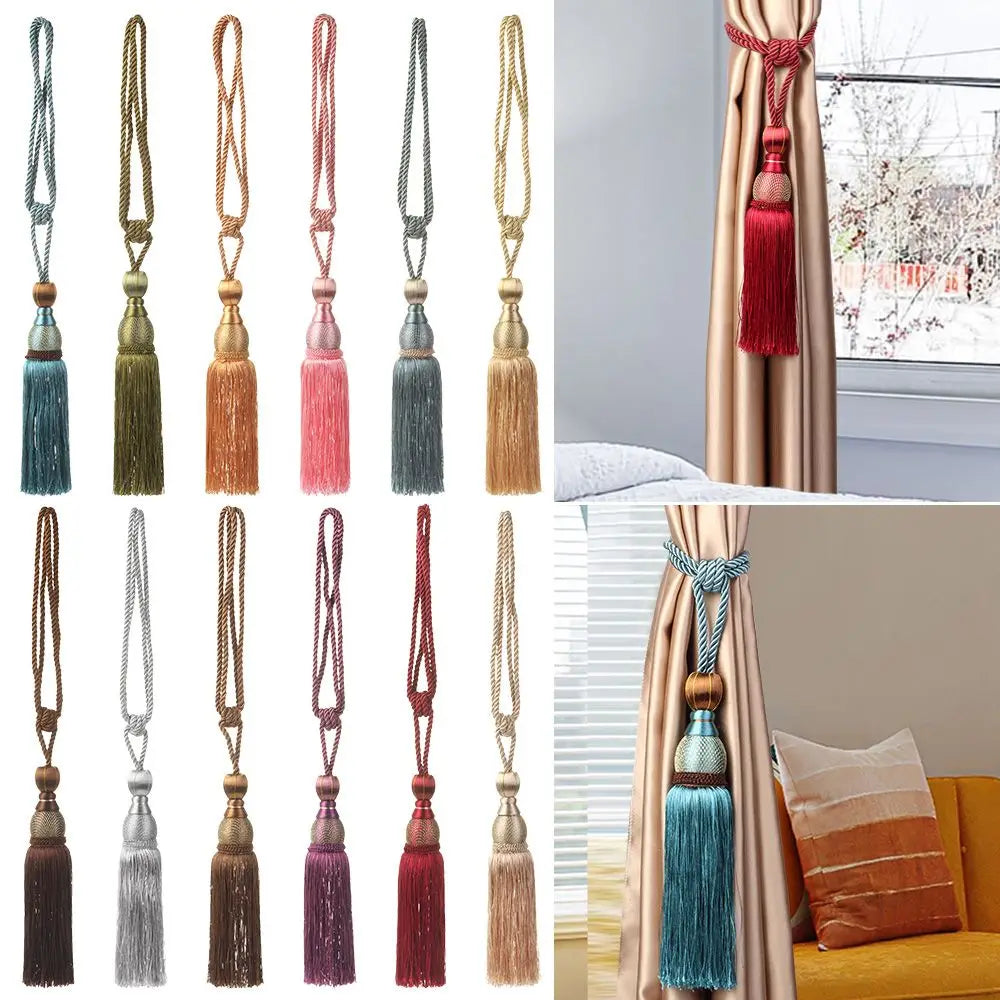 1 Pair Practical Simple Large Holder Strap Braided Tiebacks Tie Backs Tassel Curtain Rope