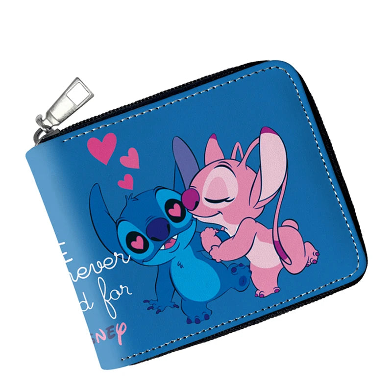 Cartoon Stitch Wallet Women Round Zipper Purse Coin Pocket
