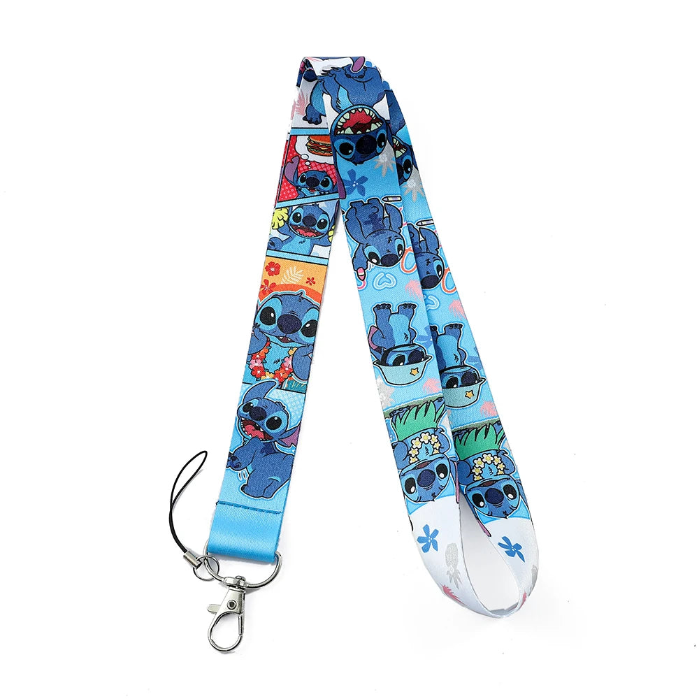 Stitch Disney Phone Lanyard Anime Lilo&Stitch Cartoon Printed Ribbon Card Cover Hanging Neck Long Rope Kawaii Gifts