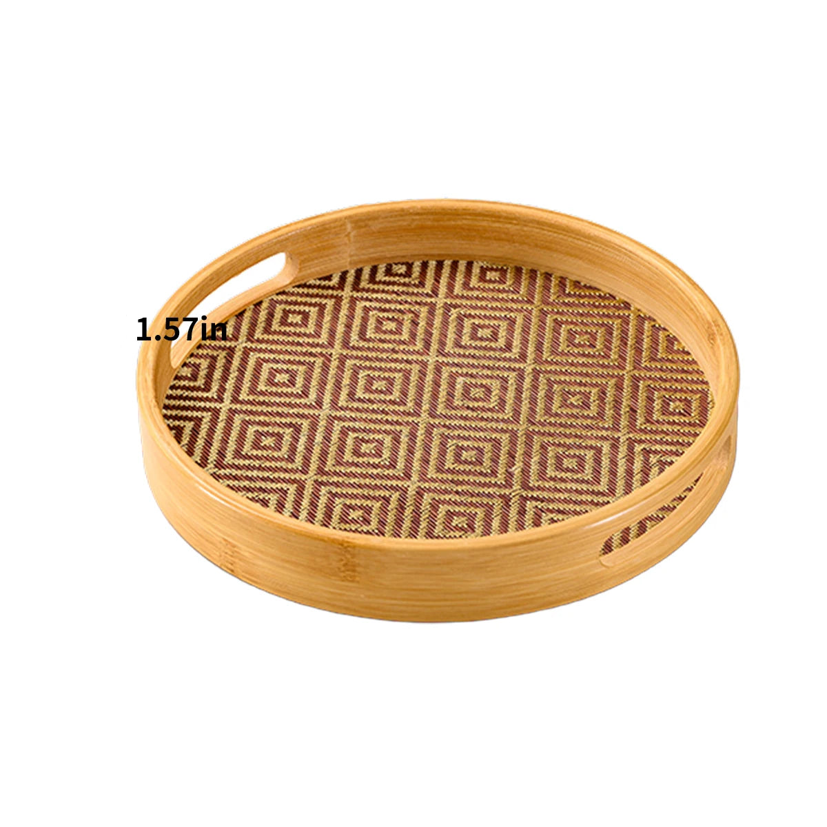 Tejesa Bamboo Round Tray 15.8" Handles / Multi-Purpose Home Kitchen Beverage Storage Restaurant Platter