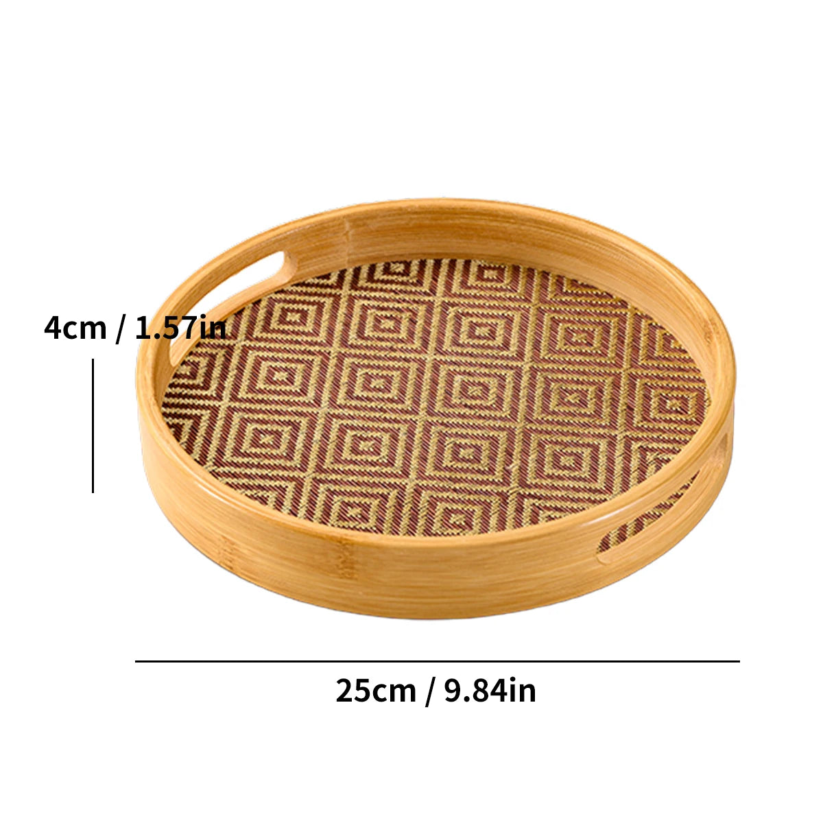 Tejesa Bamboo Round Tray 15.8" Handles / Multi-Purpose Home Kitchen Beverage Storage Restaurant Platter