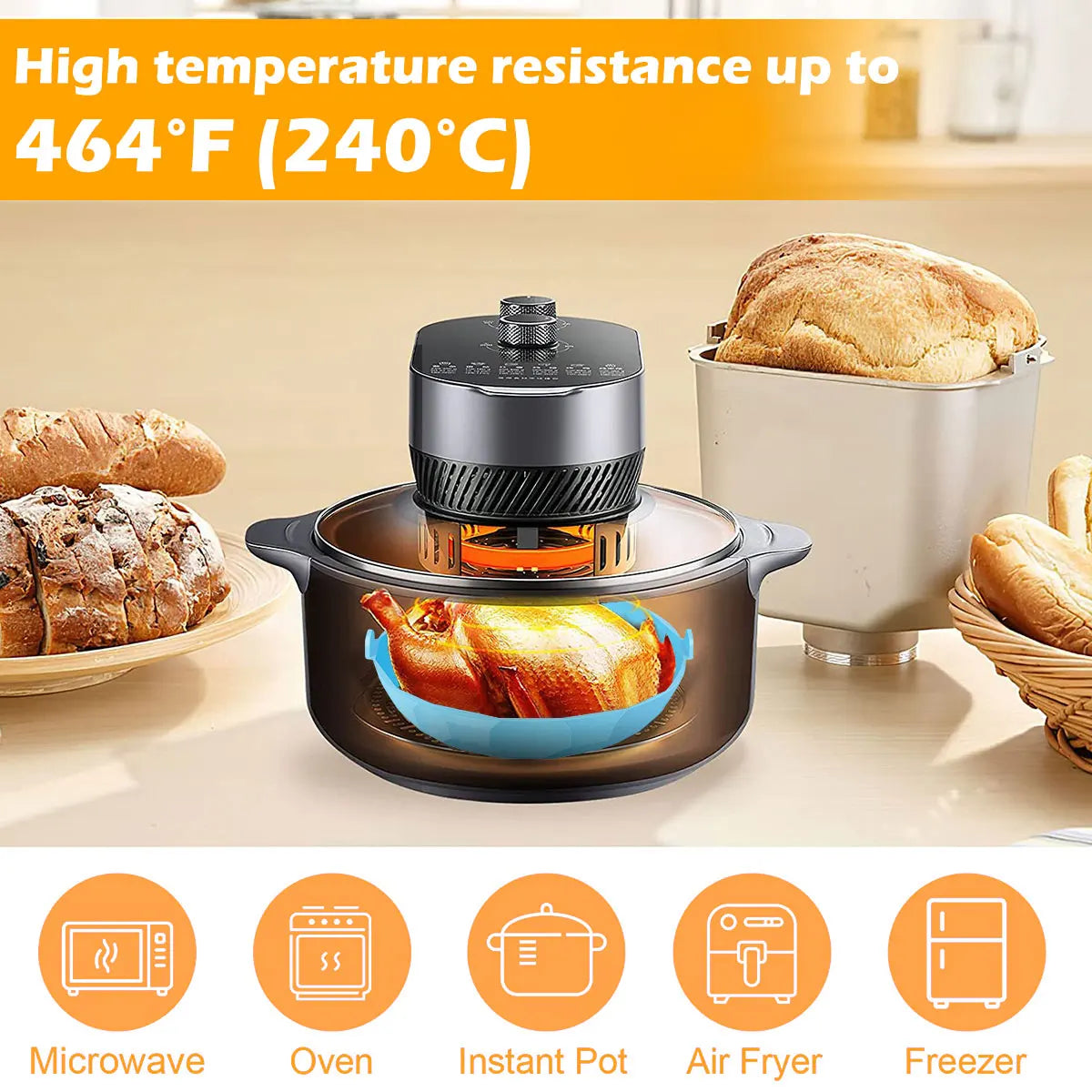Tejesa 3/2pc Air Fryer Silicone Liner Soft Baking Pan Reusable Airfryer Oven Baking Tray Fruit Wash Basket Pizza Pan Liner Accessories