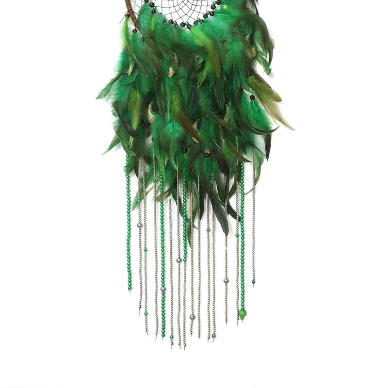 Tejesa Green Feathers Dream Catcher Large Window Hangings Home Decorations Bedroom Ornaments Wall Pendants For Girls Holiday Gift