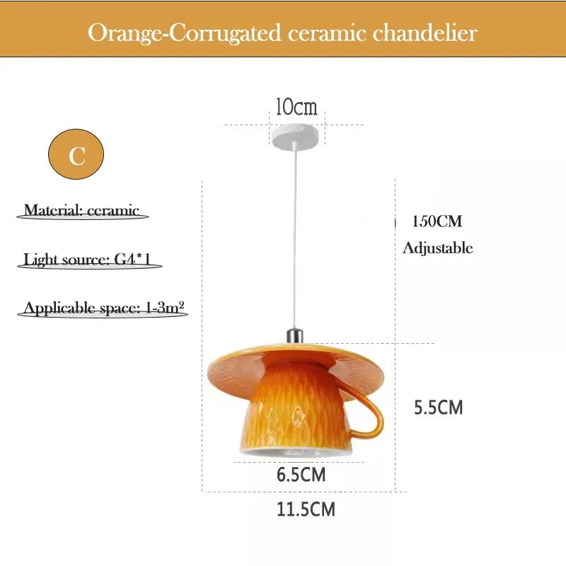 Chinese Style Flower Ceramic Cup Chandeliers Dining Room Dining Table Lamp Modern Creative home Decor Bedroom Bedside Chandelier