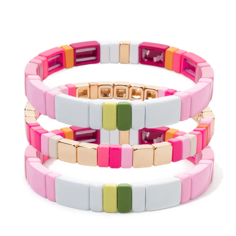 Hemasa  Enamel Tile Beaded Stretch  Bracelet for Women/ Girls