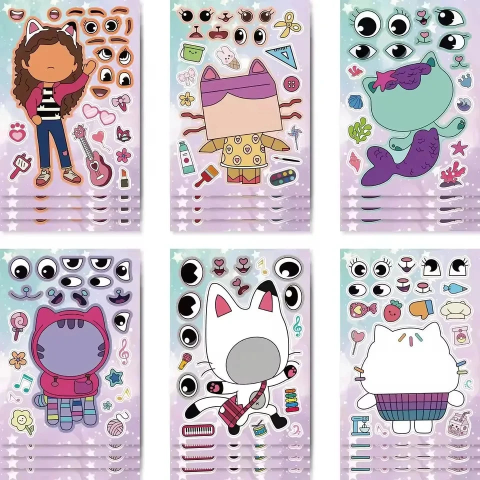 Gabby Dollhouse Cats Birthday Party Gifts Keychain Stickers Snap Bracelet Reusable Straws Gift Bags Carnival Gabby Party Favors