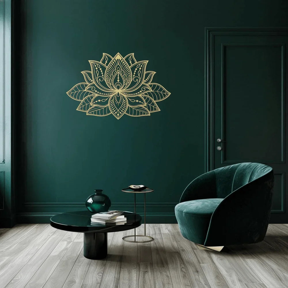 Hemasa  Mandala Metal Wall Embellishment Lotus Bloom Peaceful Room Decor