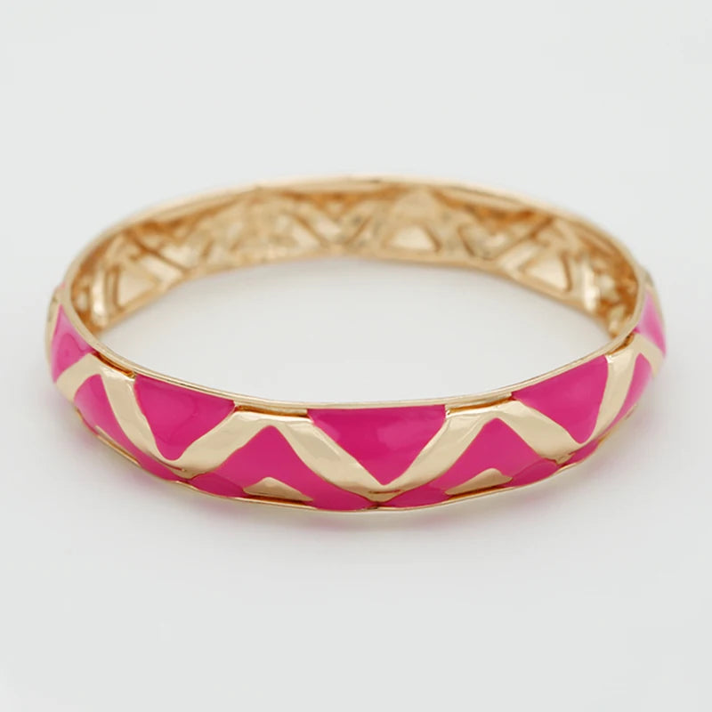 Fuchsia Enamel Metal Bangles For Women New Designed Fashion Trendy Jewelry Accessories Gifts Bohemia Fancy Styles Bijoux MQ069