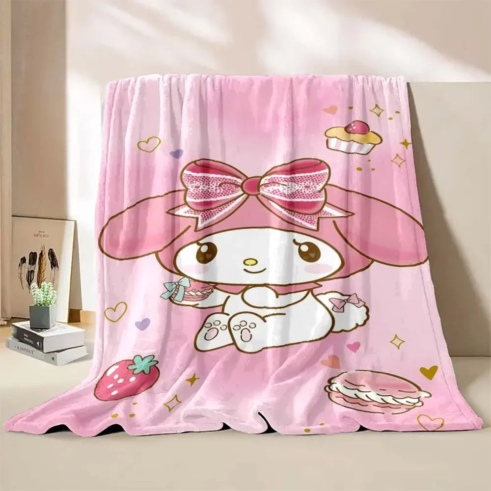 My Melody Flannel Blanket Sanrio Soft Fluffy Quilt Thicken Plush Nap Blanket Cartoon My Melody Sofa Blanket Child Adult Gift