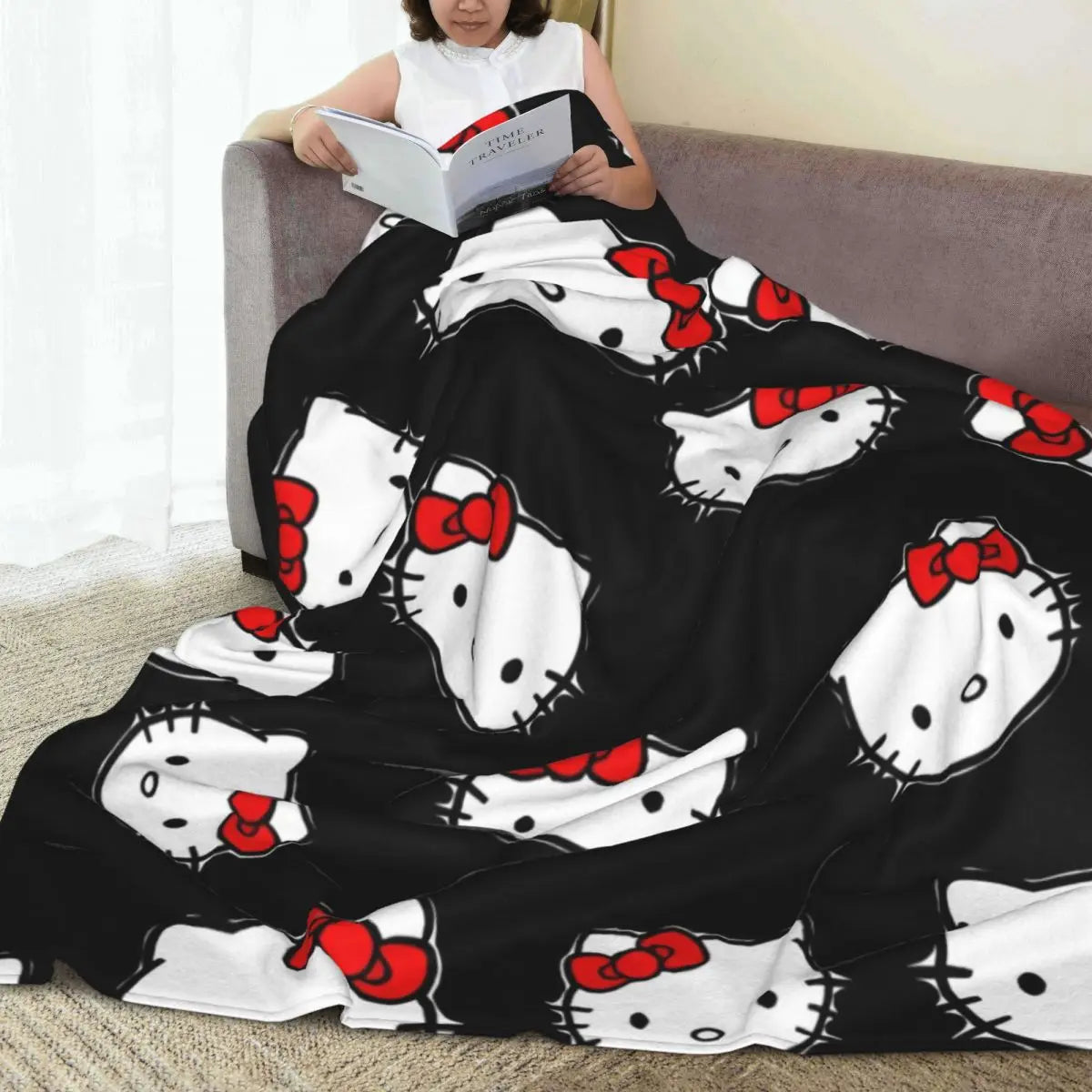 Hemasa Hello Kitty  Warm Soft Throw Blanket  for Autumn /Camping Bedroom Print Bedspread
