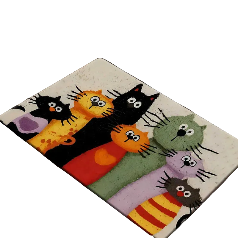 Tejesa Adorable Cartoon Cat Family Carpet /Welcome Mat /Doormat/ Kitchen Rug Carpet For Live Room Bathroom Mat Rug For Bedroom Home