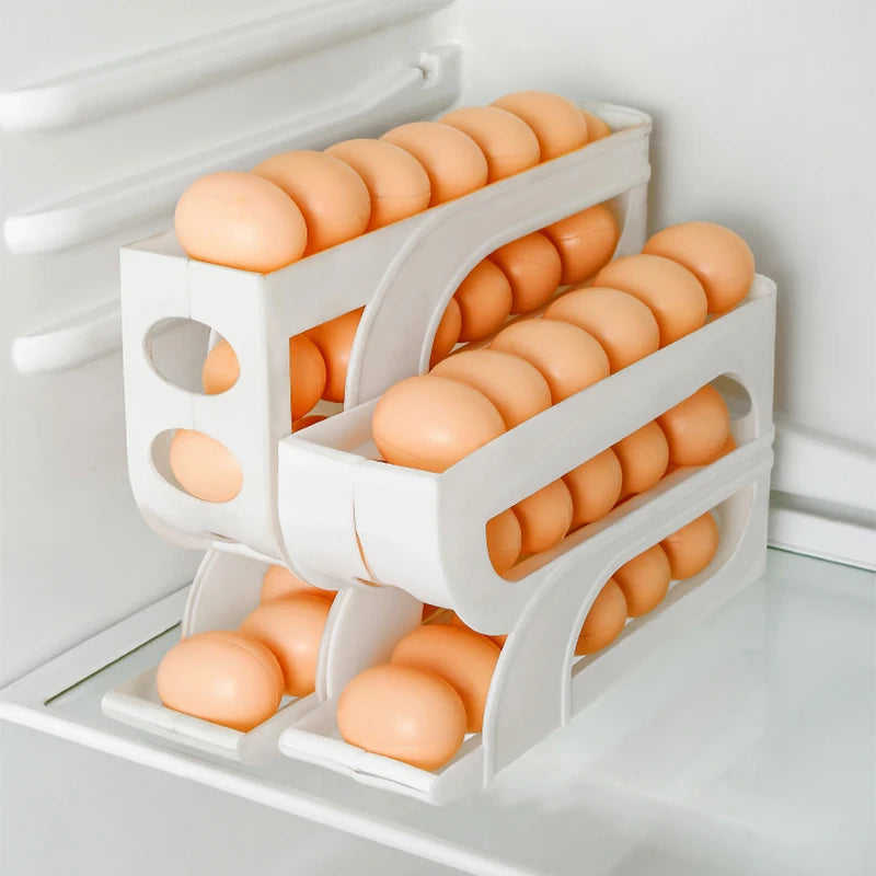 Hemasa Automatic Roll-out Egg Storage Device Household Refrigerator Storage Box Egg Box Can Hold 30 Eggs Tray