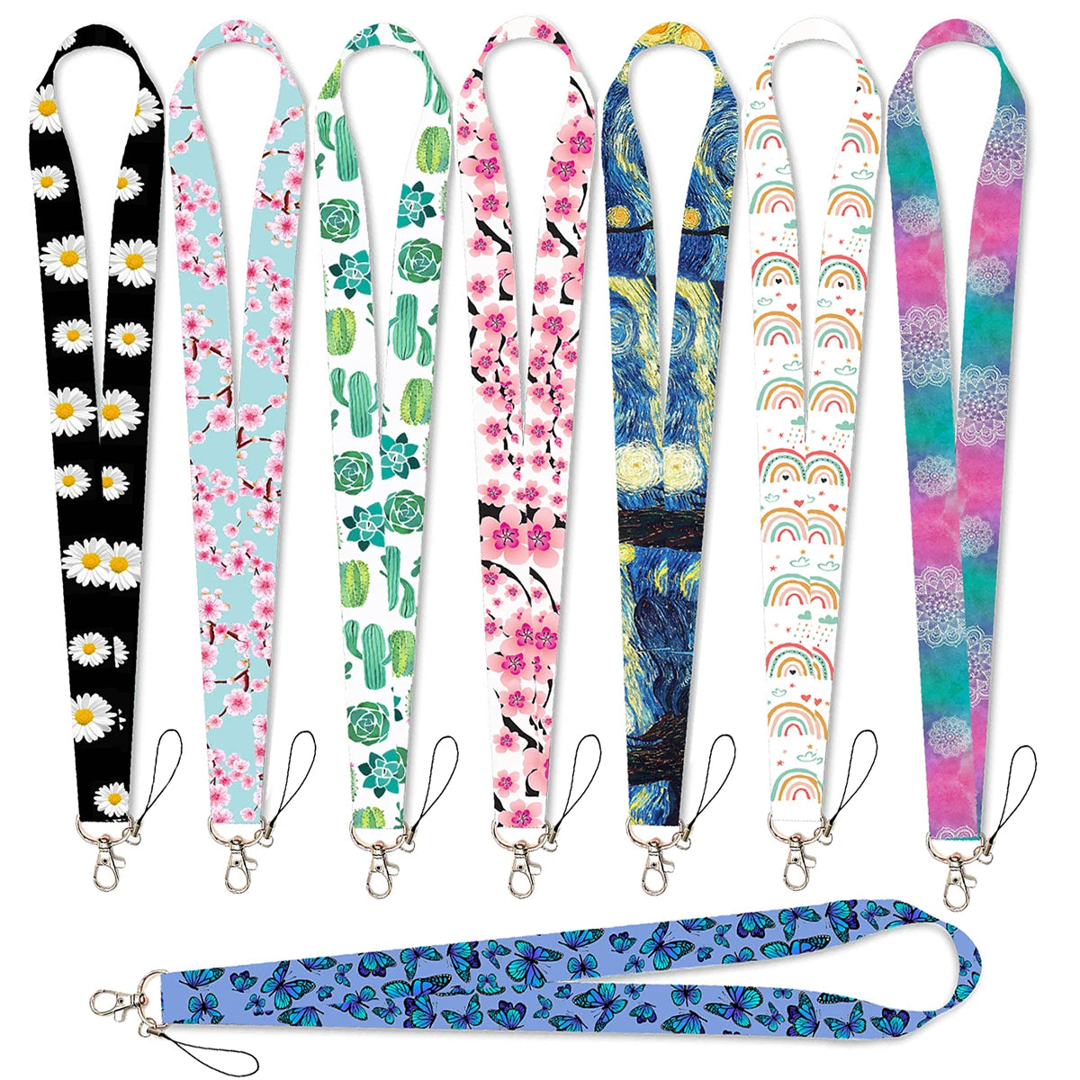 Tejesa 2pcs Beautiful Lanyard Keys Chain Badge Holder ID Credit Card Pass Hang Rope Lariat Mobile Phone Charm Accessories Gifts Wholesale