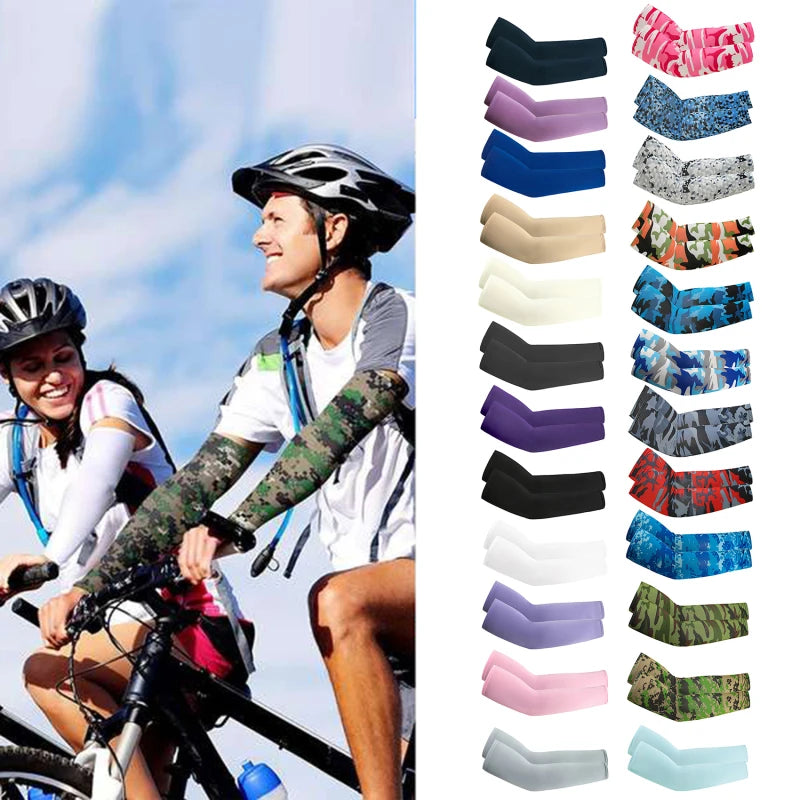 Hemasa  3Pairs Arm Sleeves Summer Sun UV Protection Ice Cool Cycling Running Fishing Climbing Driving Arm Cover Warmers For Men Women