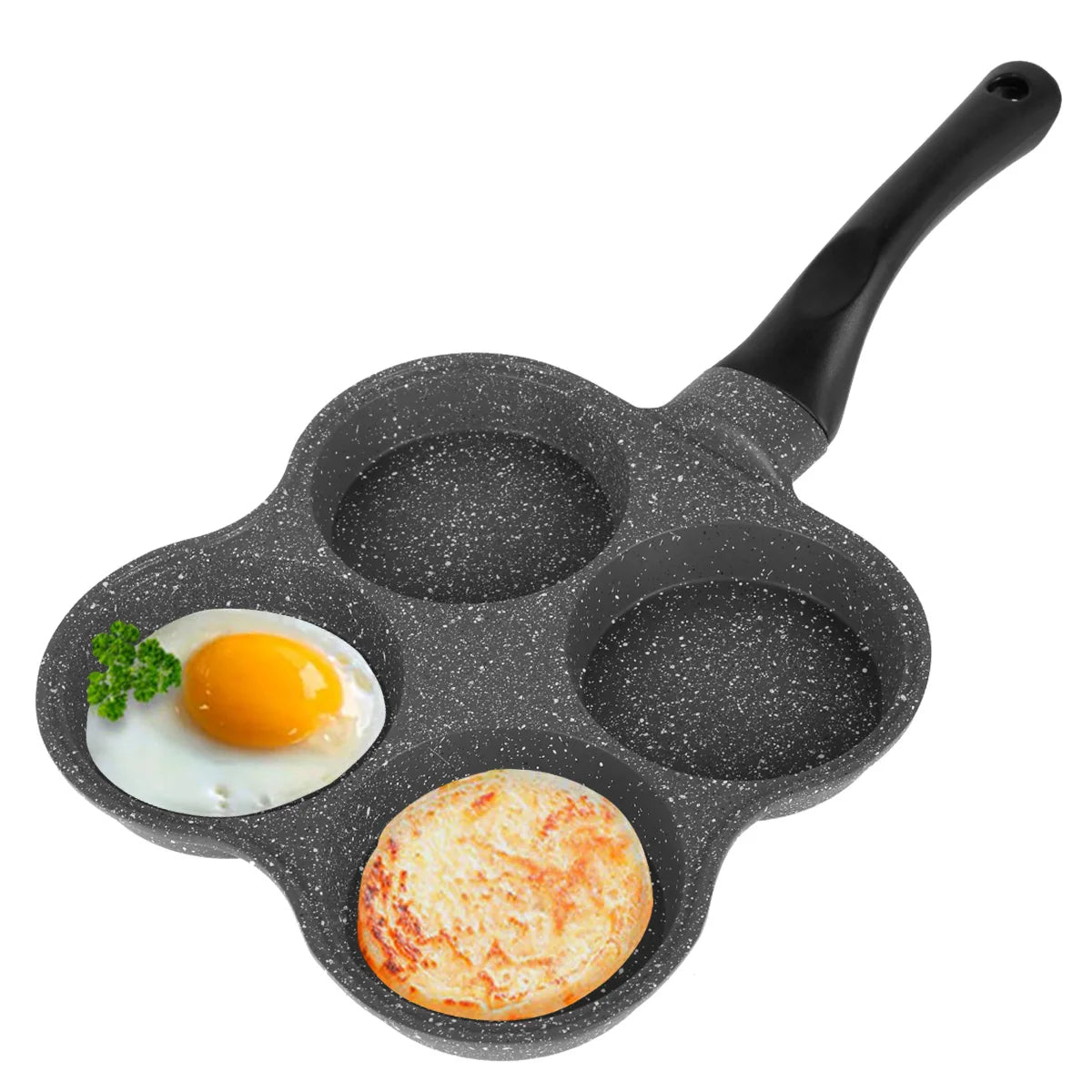 4 Holes Egg Frying Pan Non-Stick Pancake Pans Breakfast Cookware Fried Egg Pan for Gas Stove Induction Cooker Kitchen Utensils