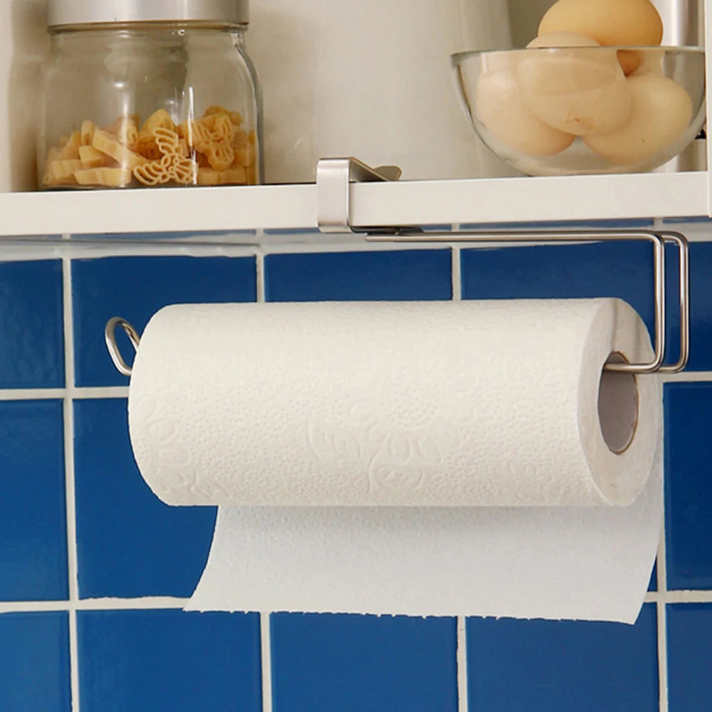 Tejesa Kitchen paper towel holder Stainless steel nail free punch free wall mounted metal toilet roll holder