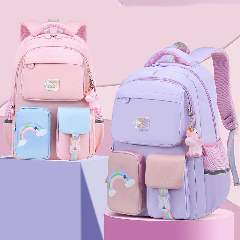 Children's waterproof kids schoolbags Korean fashion rainbow shoulder strap school bags for teenagers girls backpacks mochilas