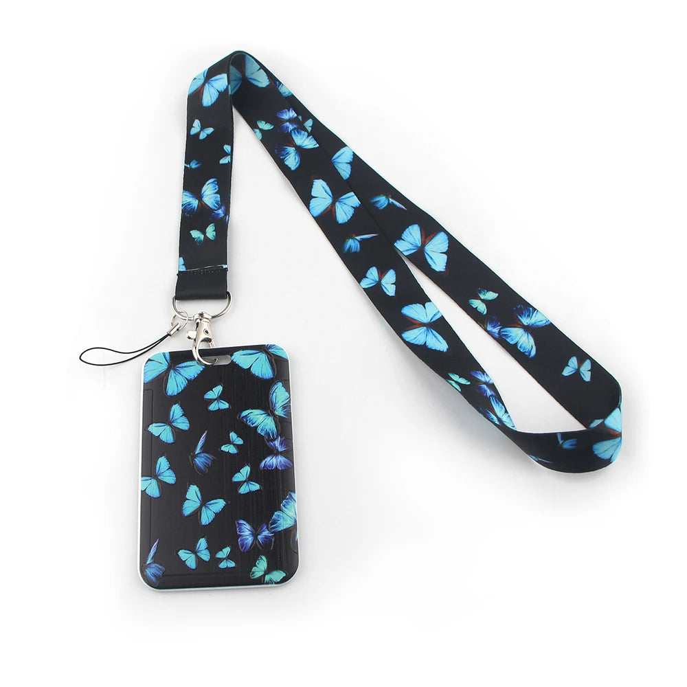 Tejesa Butterfly Lanyard Business Credit Card Holder Neck Strap Keychain Hang Rope ID Badge Holder Lariat Lasso