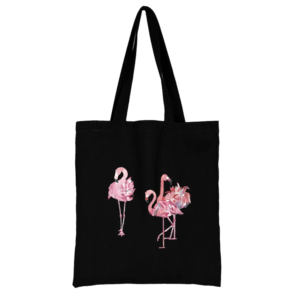 Tejesa Canvas Shopping Bag for Women /Shoulder Bags / Grocery Handbags /flamingo Print  Jute Bag