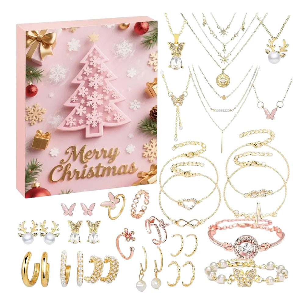 Tejesa Christmas Jewelry Calendar Advent 24-Day 2025 Christmas Advent Girls Earring Bracelet Set Holiday Calendar for Women Girl