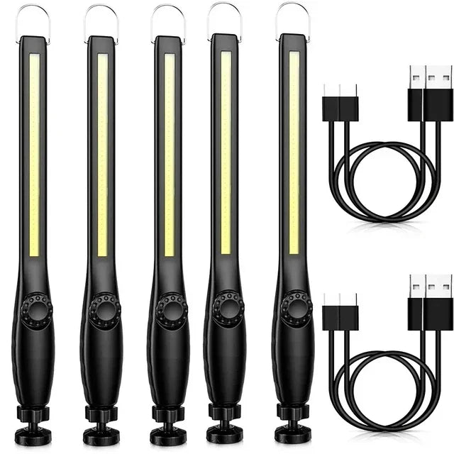Hemasa 1-10pcs USB Rechargeable COB LED Flashlight Magnetic Work Light Hook Torch Portable Lantern Inspection Camping Car Repair Lamp