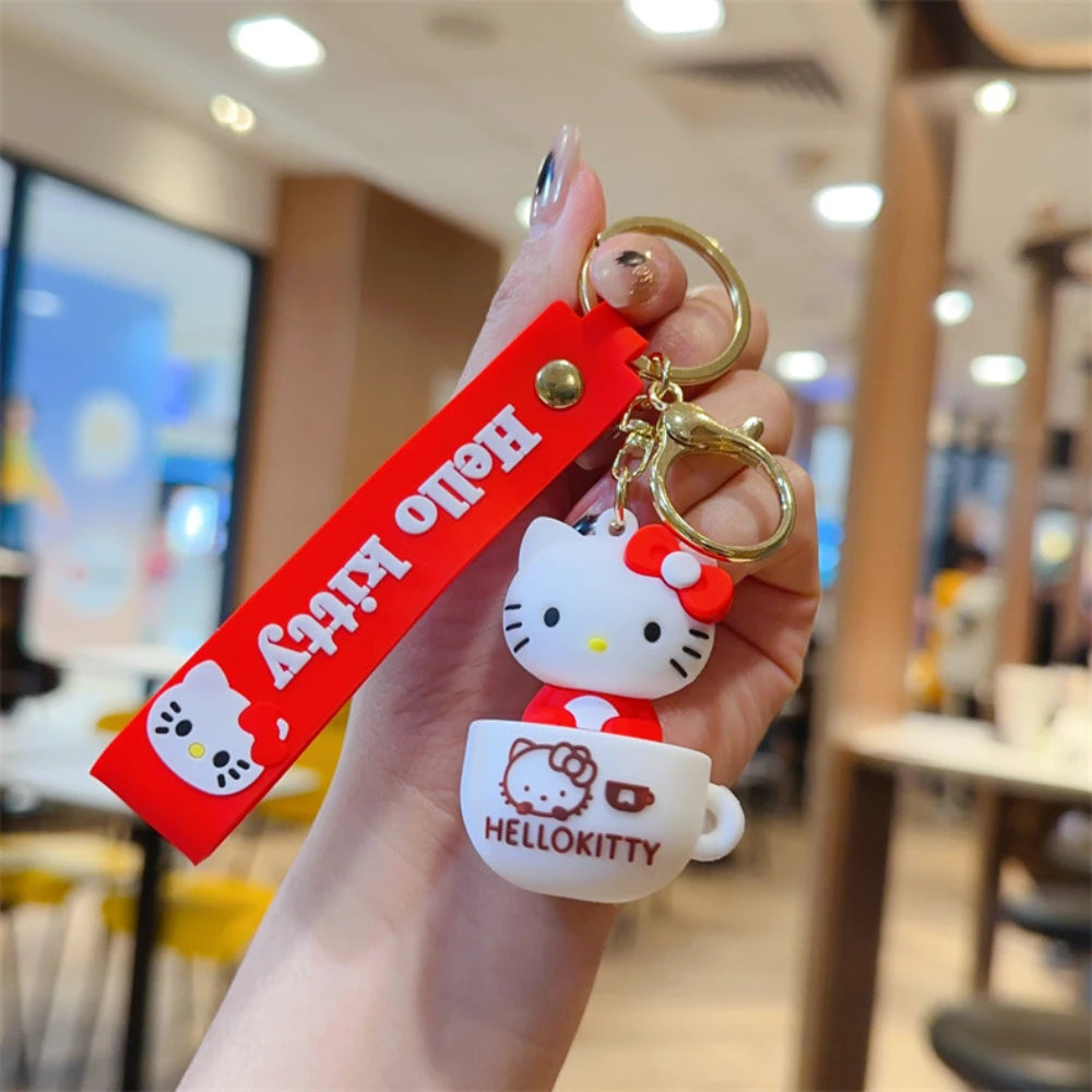 Sanrio Hello Kitty Key Chain Women Cute Cartoon Kuromi Keychain Girl Schoolbag Shoulder Bag Car Keyring Kid Children Kawaii Gift